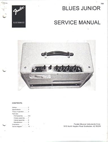 FENDER Blues Junior Amplifier Amp Service Manual Repair Guide