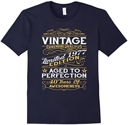 Men's Vintage Made In 1977 Aged to Perfection T Shirt 2XL Navy