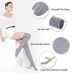 MEIKAN Black White Grey Thigh High Socks for
