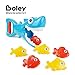 Boley Shark Grabber Bath Toy Set - Great White Shark with Teeth Biting Action - Includes 6 Sinking Fish - Bath Time Fun and Games for Kids, Children, Toddlers