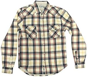 Rivet De Cru Red Goods Check Woven Long Sleeve Button T-Shirt (XL)