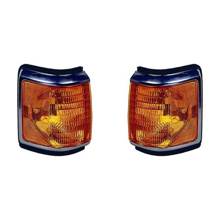 Ford F-Pickup /Bronco 87-1991 Parking Light Unit Pair Driver and Passenger Side w/Chrome & Black FO2520108, FO2521106