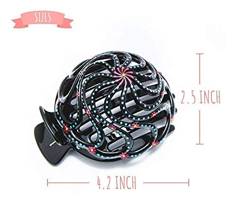Bun Cover Hair holder, Hand Crafted Hair Clip. This Attractive Hair Accessory Can Be Used As A Bun Maker Or a Hair Grip. Hair Styling for Women For thick and thin hair. 2 Pcs Uniquely Hand Painted.