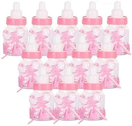 Wifehelper 24Pcs Fillable Bottles Food Grade Plastic Sweet Candy Chocolates Box Gift for Baby Shower Birthday Party Wedding Decorations(Pink) - Image 5