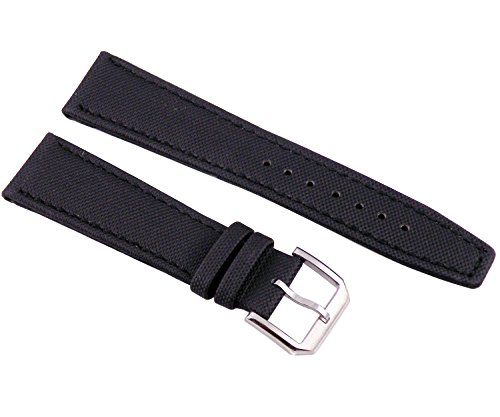 Fanmis 21mm black fabric leather strap watch band watch…