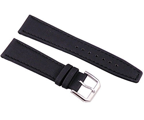 Fanmis 21mm Black Fabric Leather Strap Watch Band Watchband Pilot Pin Silver Buckle