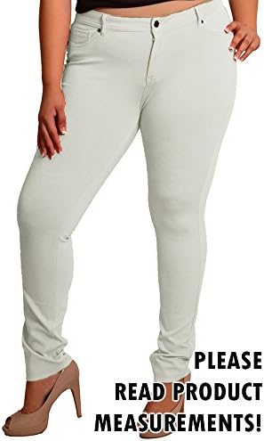 Womens Plus Size Curvy Ponte Stretch Pants Jeggings 5 Pocket Jeans (1X, Off-White)