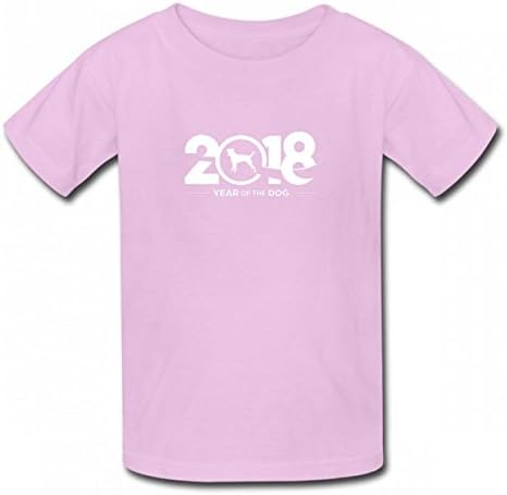 OJZAQ 2018 Year Of The Dog New Year Tshirt Printed Cotton T-Shirts Tops Logo Best Quality Kid Tee Pink