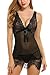 Avidlove Women Sexy Transparent Lingerie Lace Babydoll Irregular Lace Hollow Chemises Black Medium