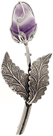 Stylish Jewellery Amethyst Stone Rose Flower Shaped Brooch/Pin