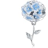 MEETCCY Cactus Charm Sterling Silver Plant Flower Charm Necklace Pendant Space Beads Charms For Bracelet DIiy Bead (Blue Flower Charms)