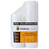 PRIMALOCK Premium Vacuum Sealer Food Storage Bags- Gallon & Quart Rolls- 8" x 50' & 11" x 50'- Commercial Grade