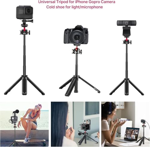 Ulanzi MT-16 Camera Tripod Stand Holder, Mini Tabletop Tripod Selfie Stick with Cold Shoe, Travel Tripod for iPhone 12 Canon G7X Mark III Sony ZV-1 RX100 VII A6600 Vlogging Filmmaking Live Streaming