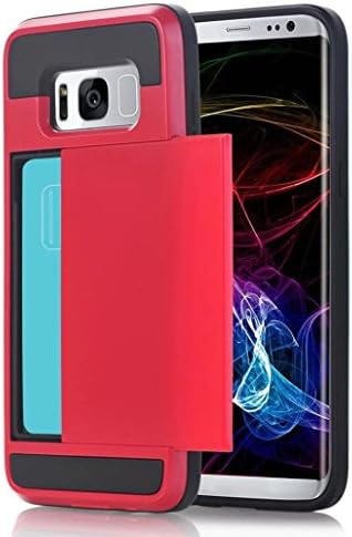 Samsung Galaxy S8 Plus case,ABCsell Card Pocket Hybrid Armor Case Cover for Samsung Galaxy S8+/S8Plus 6.2inch (Red)