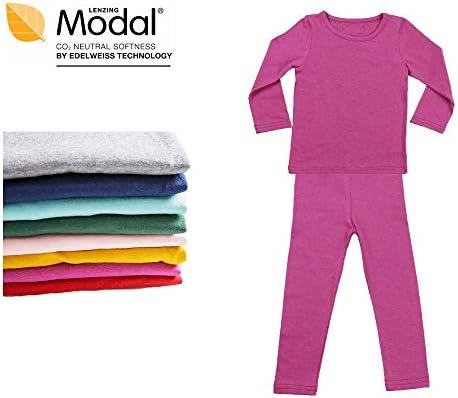 Modal Cotton Thermal Long Underwear Set Breathing Base Layer Long John Pajama for Boy Girl Toddler (5~6 Year, Violet)