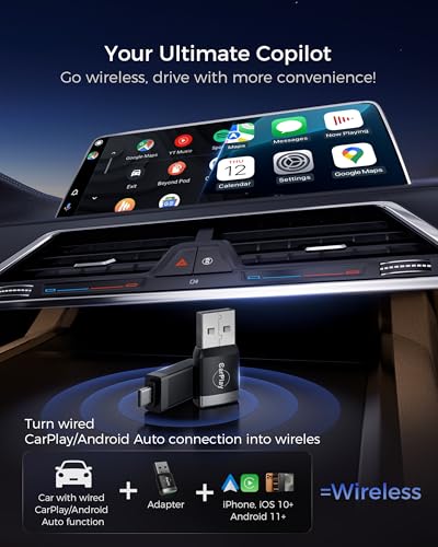 【2026 Advanced】WityEye Mini CarPlay and Android Auto Wireless Adapter, V5.3 Bluetooth, Dual Band WiFi 6, Fast & Stable Connection, USB C/A, for Apple iPhone iOS 10+, Smartphone Android 11+