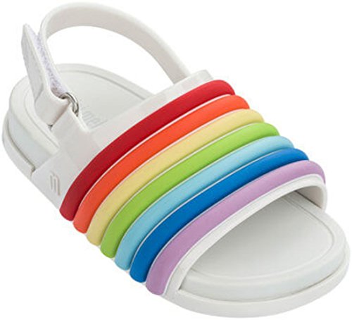 Mini Melissa Baby Girl's Mini Beach Slide Sandal Rainbow (Toddler/Little Kid) White Colorful 9 M US Toddler