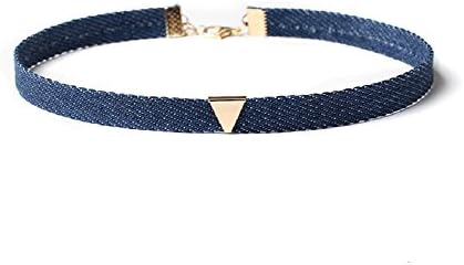 IILLBEFINE Denim Choker with Pendant Triangle