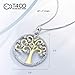 T400 Tree of Life Necklace 925 Sterling Silver Golden Round Pendant Jewelry Gift for Mother Women