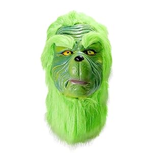 Grinch Mask Christmas Costume Full Head Latex Masks (Hairs)