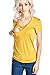 LaClef Women's Doubled Layered Scoop Neck Ruched Maternity Nursing Breastfeeding Top (Medium, Mustard)