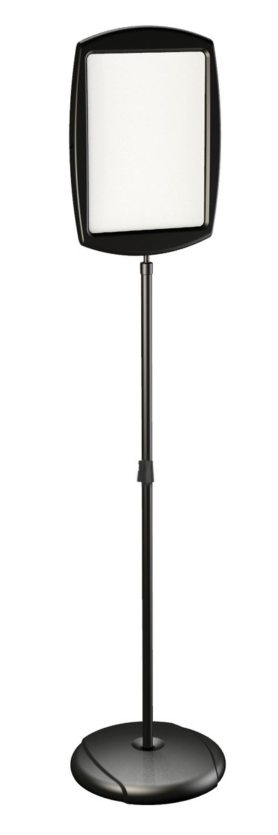 Bi-Office Floor Safety Sign, Magnetic Vertical Rectangle, Drywipe Surface, Black, Adjustable, 27 x 47 cm