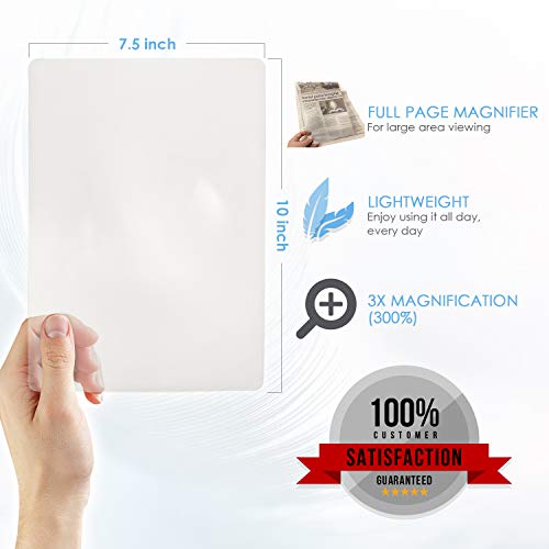 Premium 2Pcs Full Page Magnifier Set Fresnel Lens Plastic 7.5” x 10