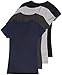 4 Pack Zenana Women's Basic V-Neck T-Shirt Med Black, Charcoal, H Gray, Navy