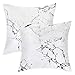 BLEUM CADE Marble Pillow Covers Throw Pillow Covers Cushion Covers Decorative Throw Pillow Case for Room Bedroom Sofa Chair Car, White, 18 x 18 Inch