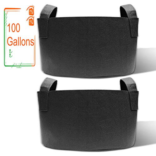 Gardzen 2-Pack 100 Gallon Grow Bags, Aeration Fabric Pots with Handles, Pot for Plants
