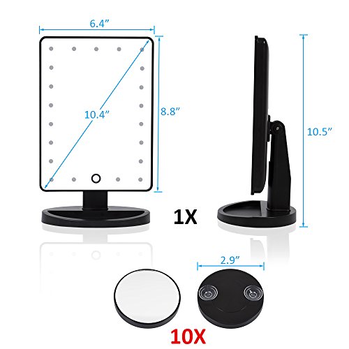 DreamGenius Makeup Mirror 21 LED Lighted Vanity Mirror with Detachable 10X Magnifying Spot Mirror