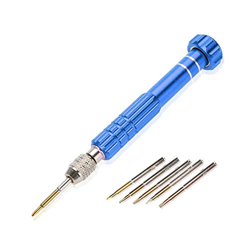 Precision Screwdriver Set, Screwdriver Handle With 5 Bits Repair Opening Tool Kit for Laptop,Ipad, Cell Phone,Glasses,Watch, Electronic Toys and Other Electronics Devices (Blue)