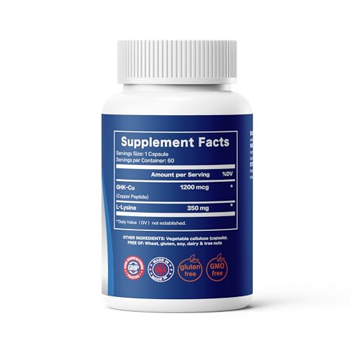 GHK-Cu Peptide Capsules, supports muscle growth, 1200MCG PER SERVING，60 Capsules