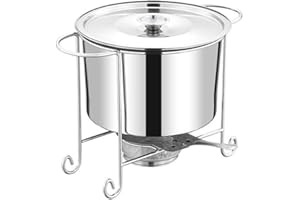 SundiooK Elegant for Round for Stainless Steel Chafing Dish with Lid, 2800ml Buffet Warmer Catering Events, Foldable Design, 