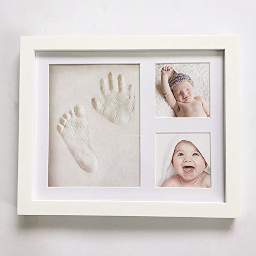 Baby Handprint Kit Picture Frames - Baby Clay Handprint & Footprint Photo Frame Kit for Boyd & Girls - Memorable Keepsakes Decorations â€“ Perfect Gift BabyNon-Toxic [Color] (White)