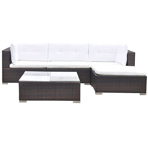 vidaXL Gartenmöbel 14-TLG. Poly Rattan Sofa Lounge Sitzgruppe Gartengarnitur – Bild 3