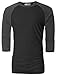 TL Men's Baseball Crew Neck Cotton Long or 3/4 Sleeve Essentail Raglan Tee Shirts (XLARGE, 3/4_SL-BLK_CHAR)