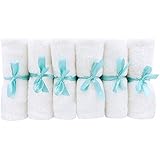 100% Bamboo Fiber Washcloths - 6-Pack Natural White - No-Dyes, ULTRA SOFT, High Absorbency, Baby Sensitive Skin Washcloths Towels, Reusable Wipes and Excellent Baby Shower and Registry Gift, 10"x10"