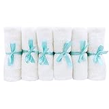 100% Bamboo Fiber Washcloths - 6-Pack Natural White - No-Dyes, ULTRA SOFT, High Absorbency, Baby Sensitive Skin Washcloths Towels, Reusable Wipes and Excellent Baby Shower and Registry Gift, 10