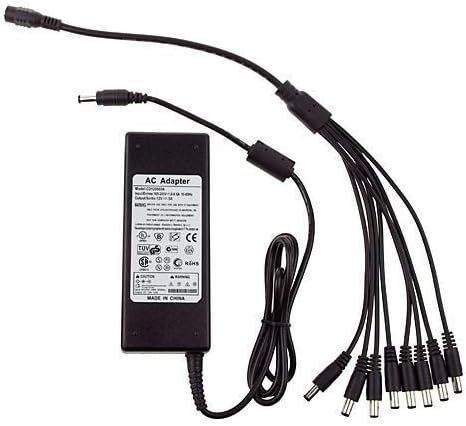 IHOMEGUARD UL Certificated 12V 5A DC Power Supply Adapter with 8-way Splitter for CCTV Security Cameras