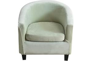 CRFATOP 2 Piece Velvet Club Chair Slipcover Stretch Barrel Chair Covers Thick Tub Chair Slipcovers Soft Armchair Sofa Cover Removable Furniture Protector Arm Chair Cover for Living Room,B11