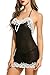 Avidlove Women Sexy Lingerie Halter Backless Lace Trim Babydoll G-String 2 Piece Set Sleepwear Black Medium