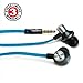 GOgroove Blue In-Ear Earbud Headphones with Hands-Free Calling Microphone, Tangle Free Cord and Noise Isolation - In Line Controls for Music & Calls & 4 sets of Gel Ears for Custom Comfort