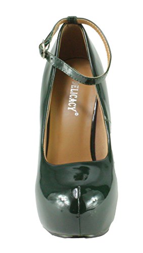 Delicacy-Womens-Sunset-87-Patent-Leatherette-Ankle-Strap-Hidden-Platform-High-Heel-Pumps