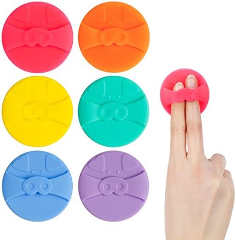 KOMICOS Cute Pig Silicone Makeup Sponge Puff with Finger Holder, Beauty Blender Applicator (6 Pack)