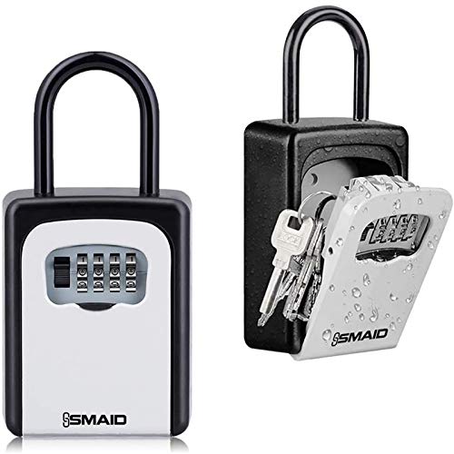 Key Lock Box for House Key, 4Digit Combination Code Portable Lock Box