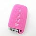 Hwota Silicone 4 Button Smart Remote Key Fob Case Protect Cover for Hyundai Sonata Elantra -Pink