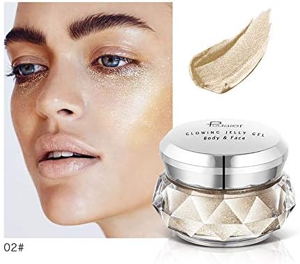 Cream Foundation Shimmer Highlighter Cream Illuminate Concealer, 8 Colors Face Glow Eyeshadow Waterproof Jelly Gel Highlighter Makeup Concealer Lightweight Cosmetics (B)