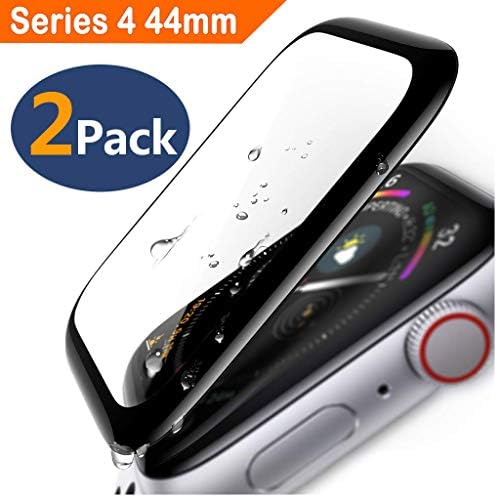 Apple Watch Series 4 Screen Protector 44mm (2 Pack) Tempered Glass Screen Protector, Military Shield Full Coverage Screen Protector Compatible Apple Watch Series 4 44mm - HD Anti-Bubble