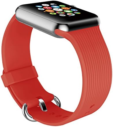 Youther for Apple Watch Bands, Soft Silicone Strap Replacement Wristbands for Apple Watch Sport Series 3 Series 2 Series 1 38mm Red